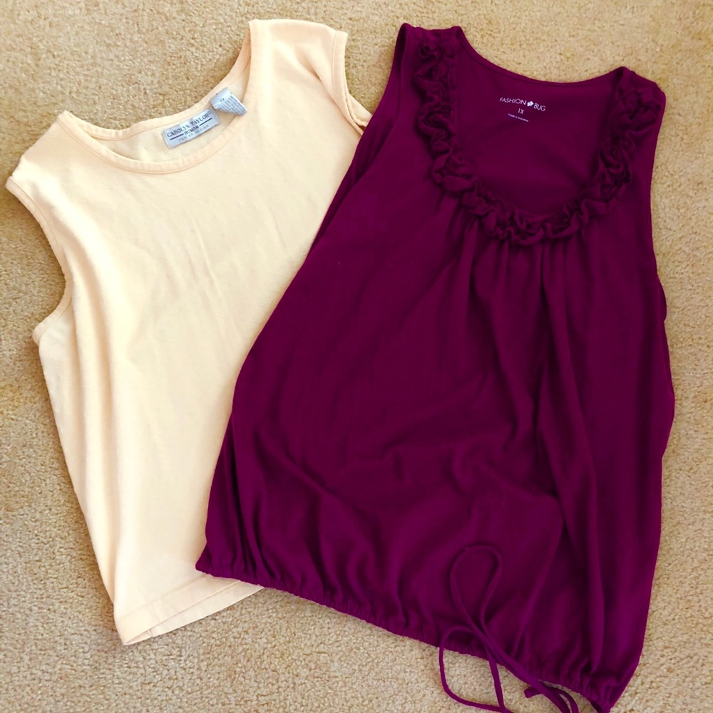 SALE $10 Two Sleeveless Tops Yellow and Purple